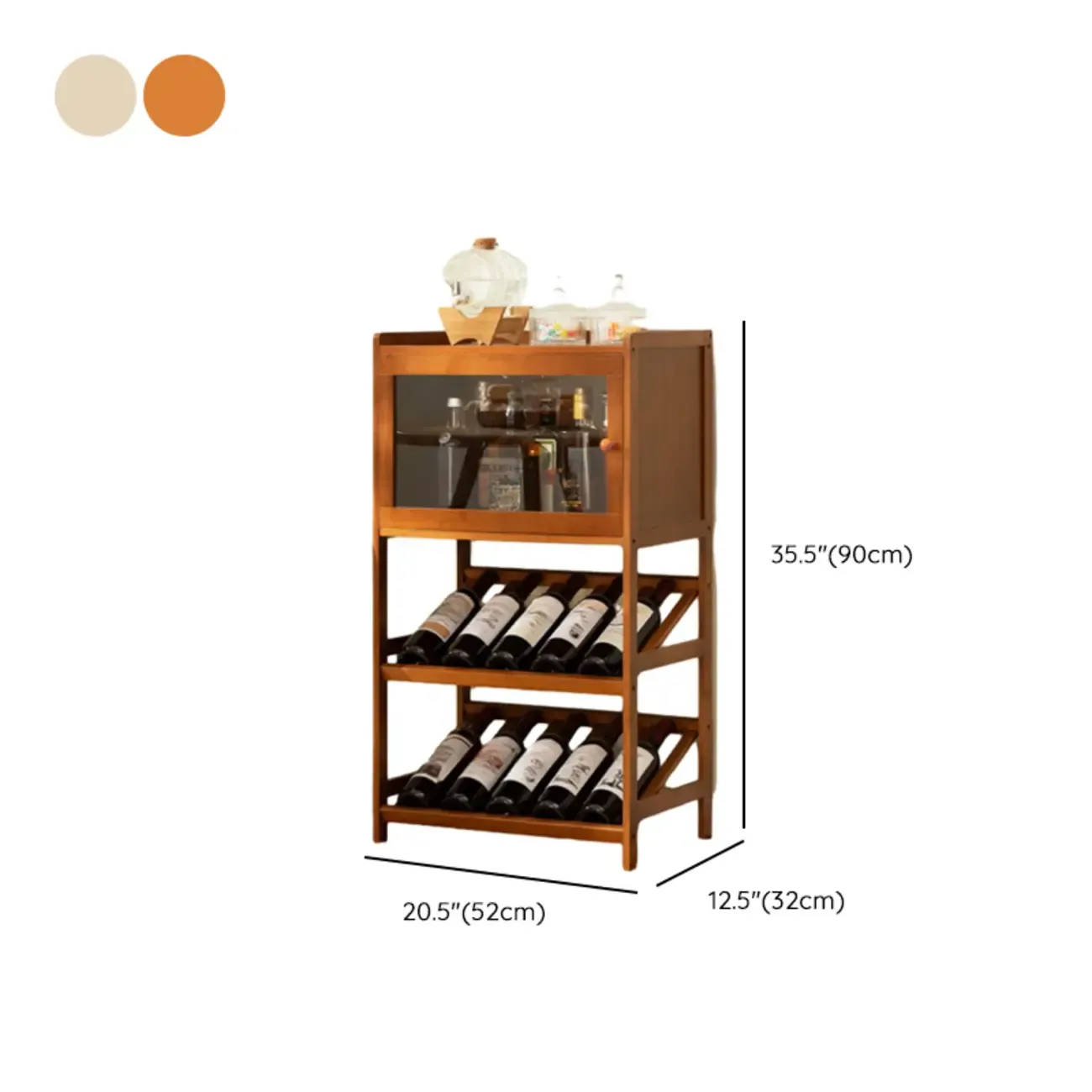 Rustic Freestanding Natural Wooden Wine Rack Cabinet
