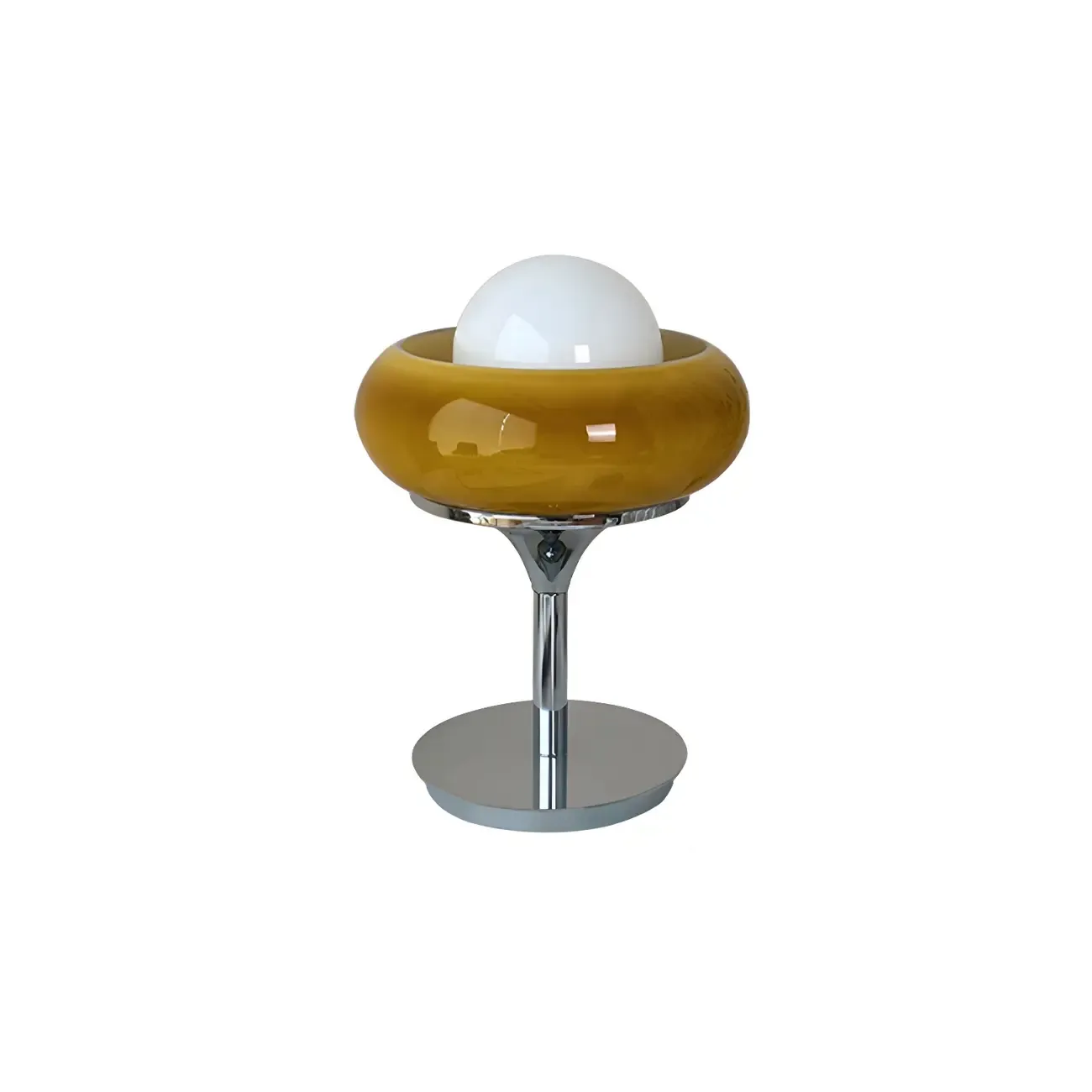 Yellow Egg Tart Globe Glass Silver Table Lamp