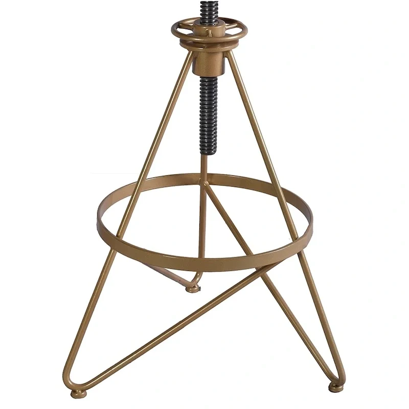 Weathered Wood Gold Adjustable Bar Stool Single Seat