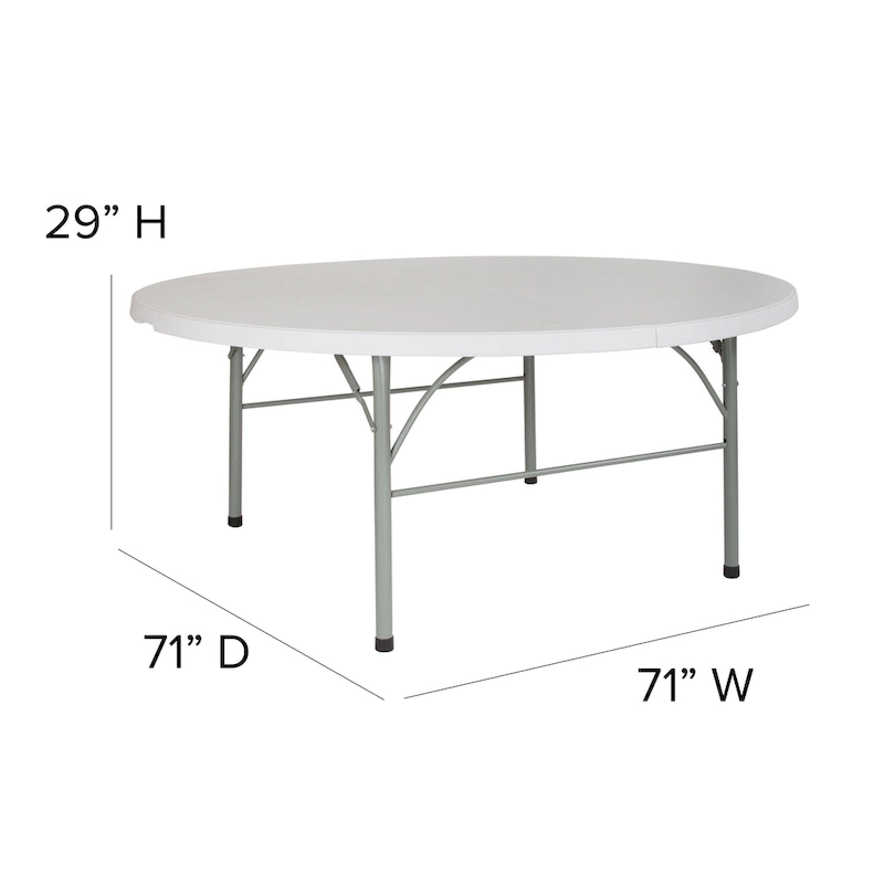 6-Foot Round Bi-Fold Plastic Event Folding Table with Handle