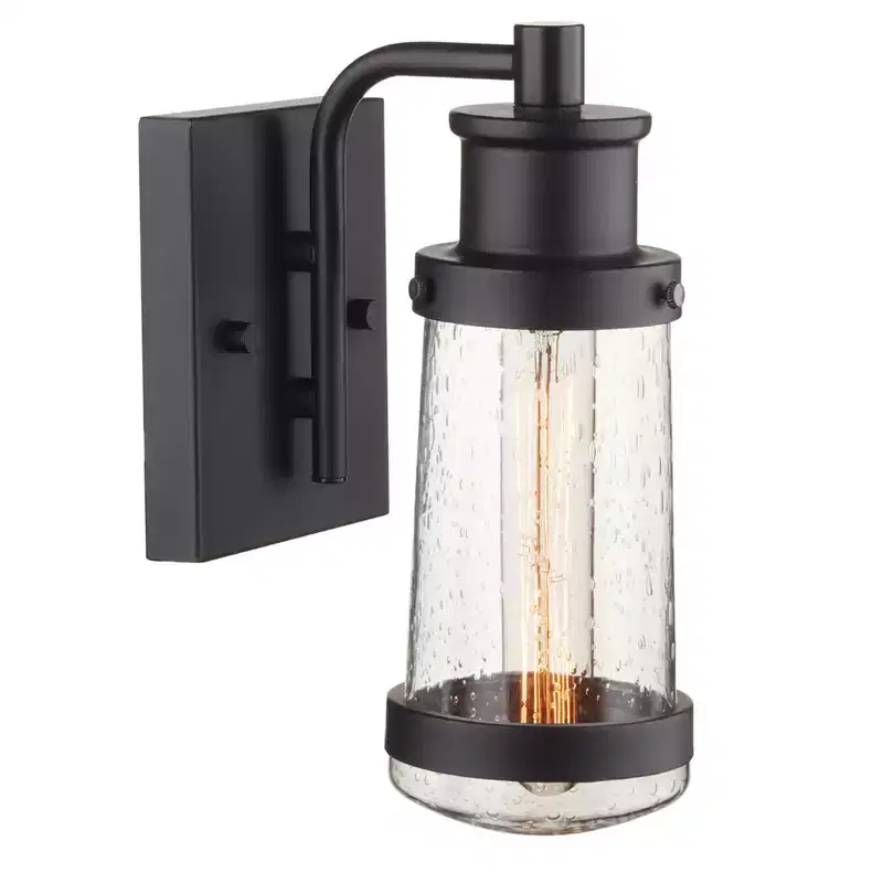 Globe Electric Vintage 1 Light Matte Black Bennett Wall Sconce
