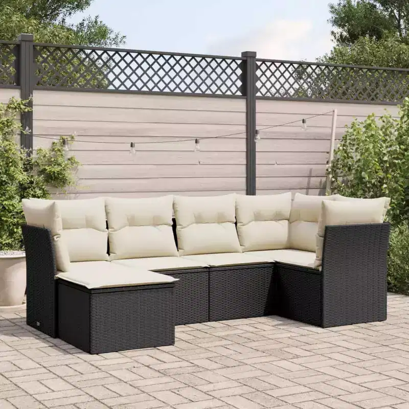 vidaXL Garden Sofa Set PE rattan, powder-coated steel, polyester