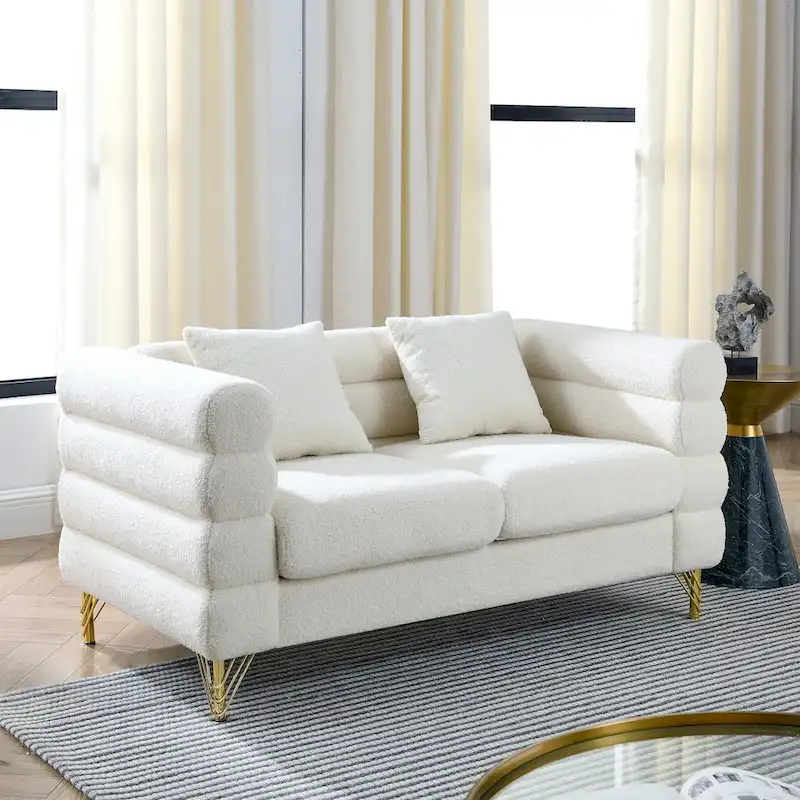Teddy Fabric Modern Sectional Sofa L-Shape/2/3/4 Seater
