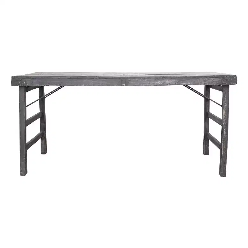 Storied Home Reclaimed Wood Long Folding Table Distressed Blackwashed: Rustic, No Assembly, 275lb Capacity