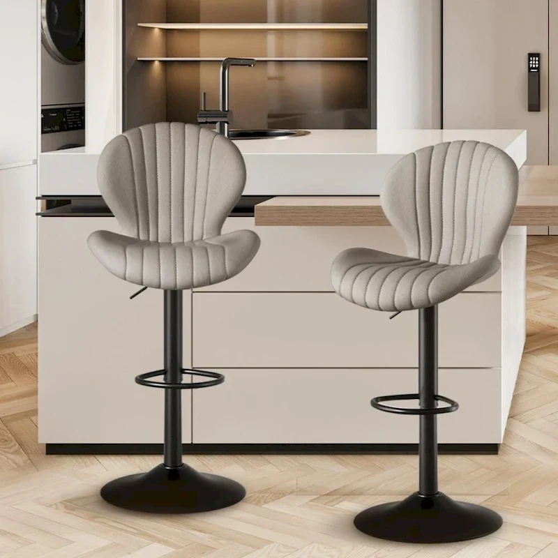 Modern Fabric Bar Stool with Iron Frame - 2 Pack