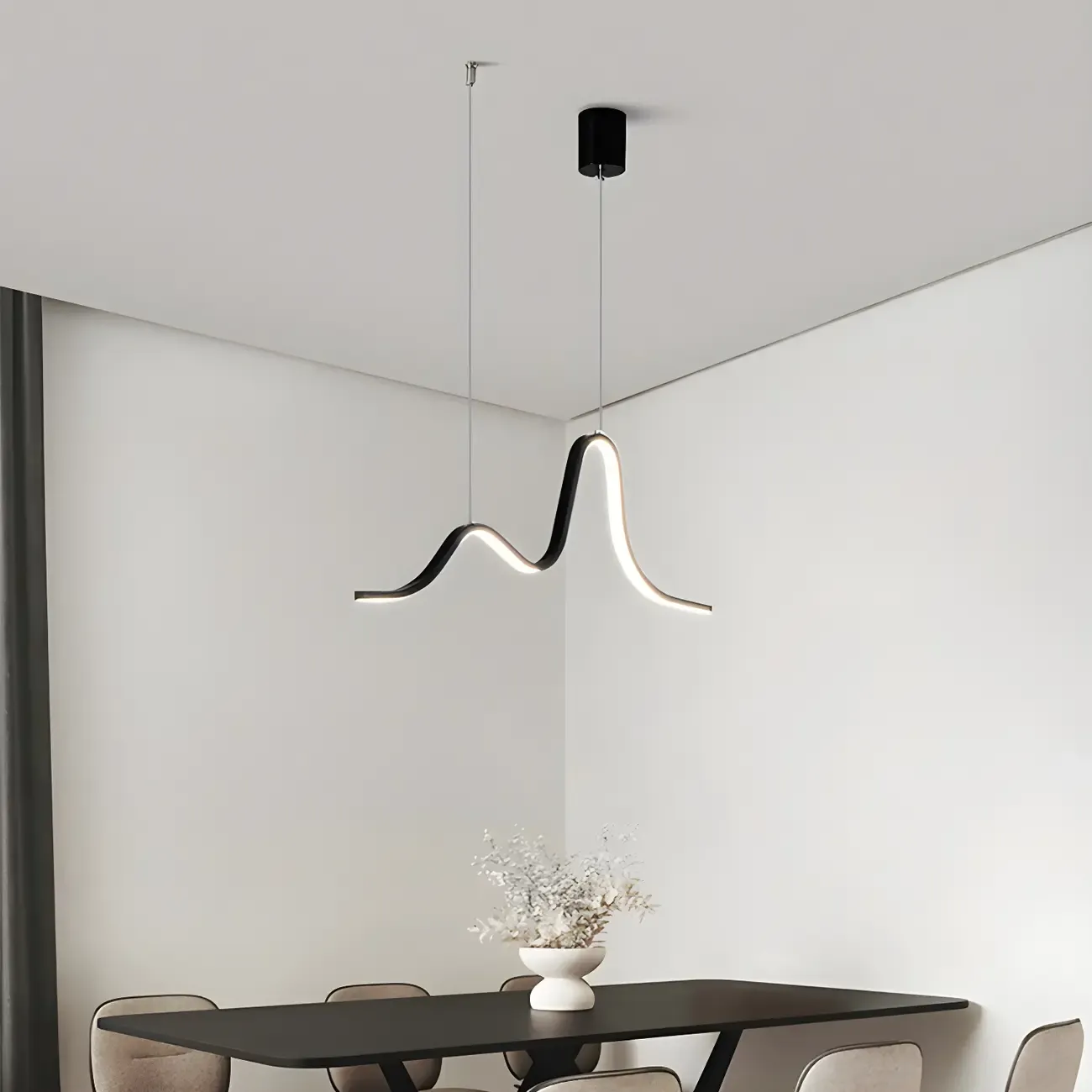 Artistic Black Linear Adjustable Island Pendant Light