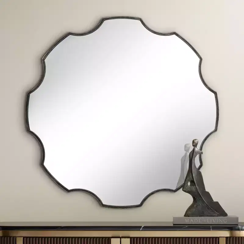Uttermost Dayton 34 x 34 Bronze Scalloped Round Wall Mirror