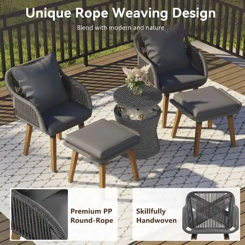 5 Pieces Patio Furniture Chair Sets, Patio Conversation Set