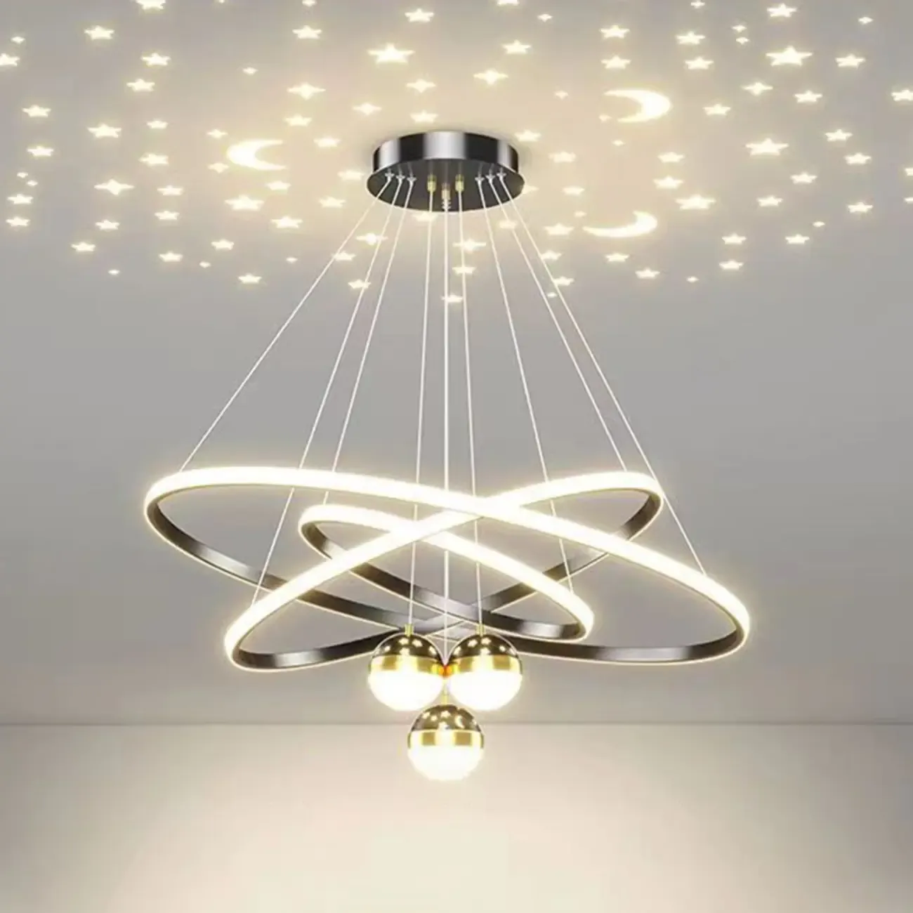 Circle Modern LED Starry Projection Chandelier