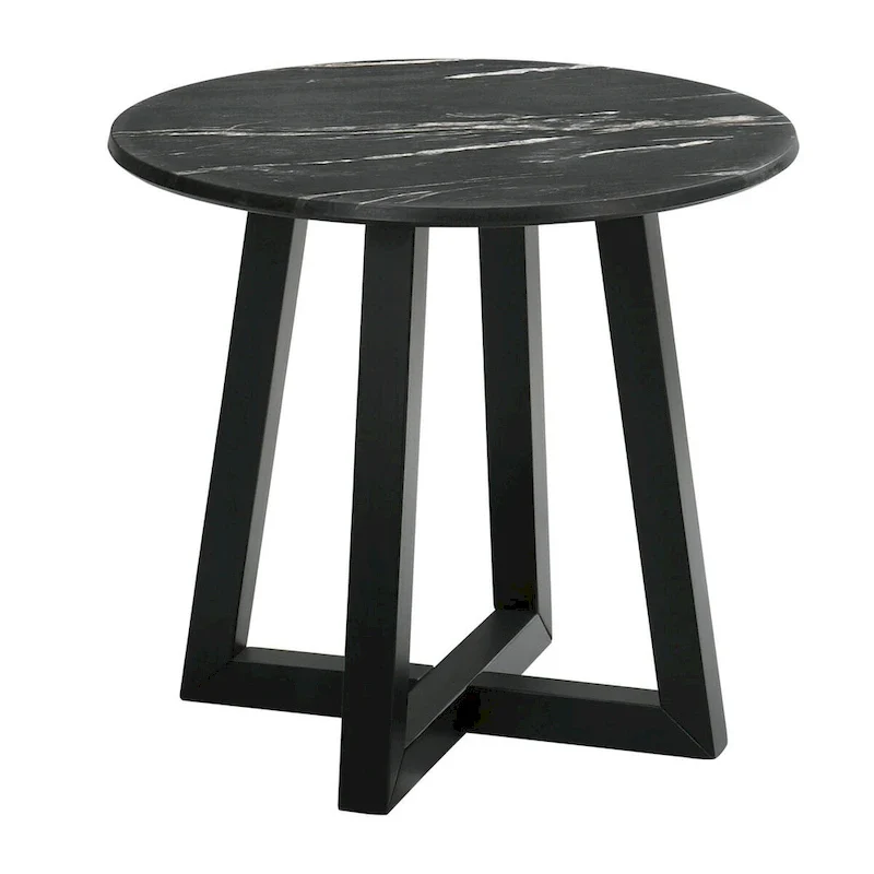 Black End Table with Faux Marble Top