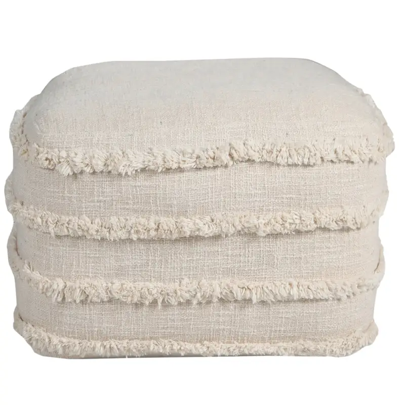 Sevita Solid Textured Stripe Pouf Ottoman
