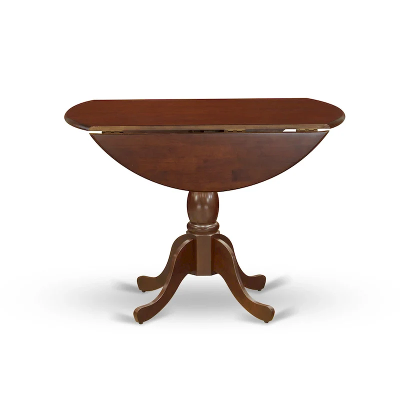 East West Furniture Dublin Modern Kitchen Table - a Round Dining Table Top with Dropleaf & Pedestal Base, (Finish Option)
