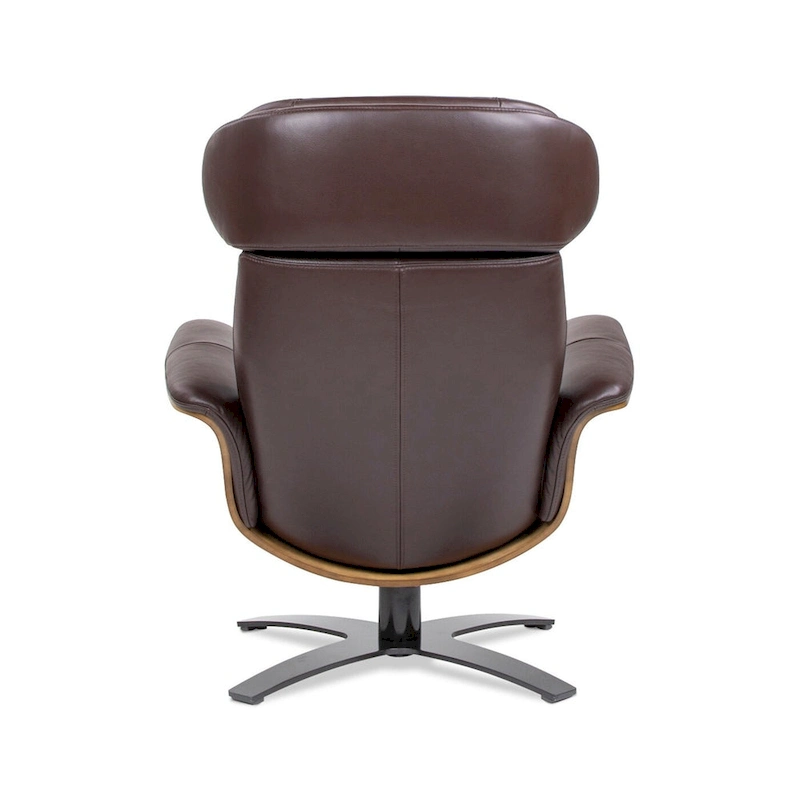 Jovan 31.5 Curved Wood Genuine Leather Recliner Lounge Chair