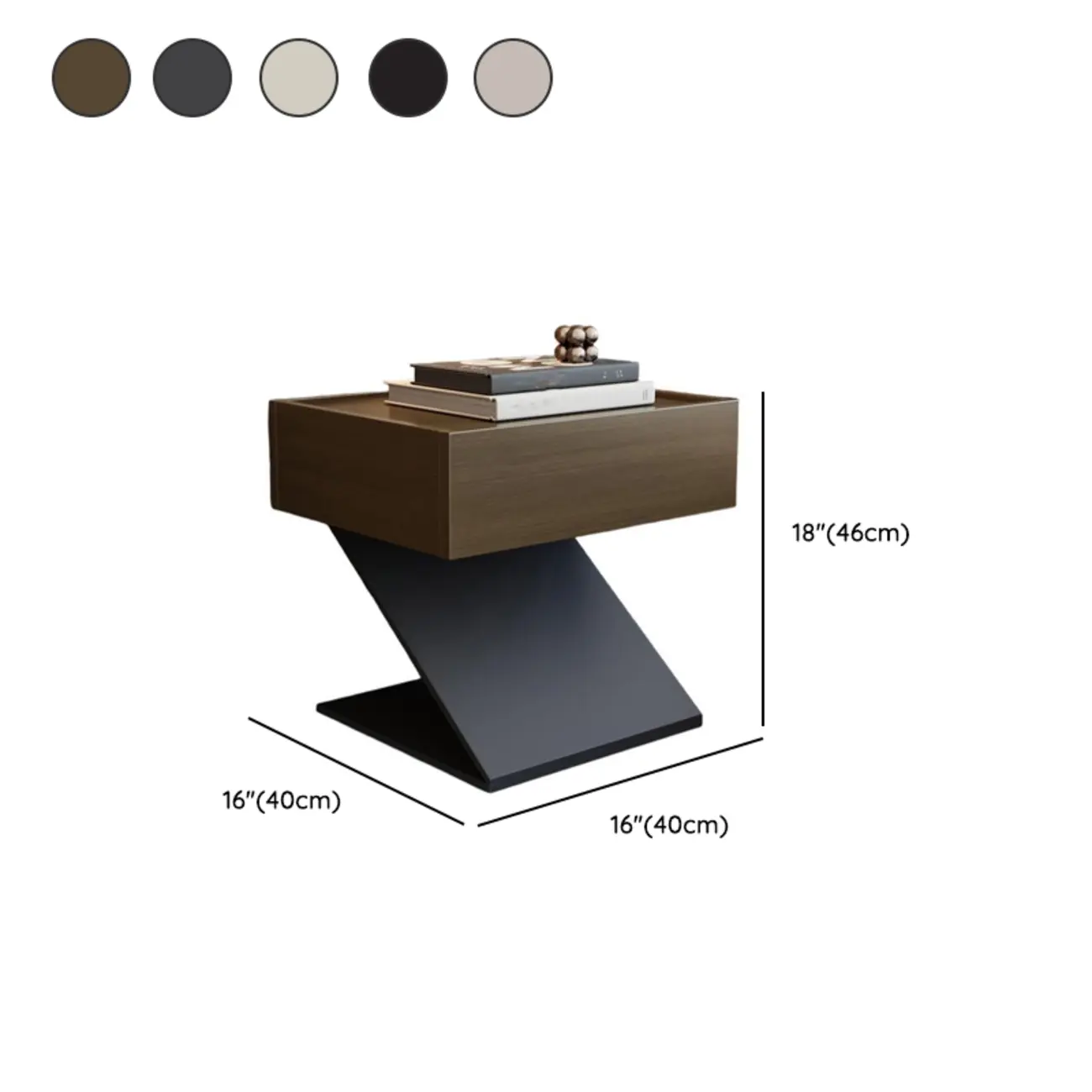 Modern Wood Nightstand with Drawer and Z-Base