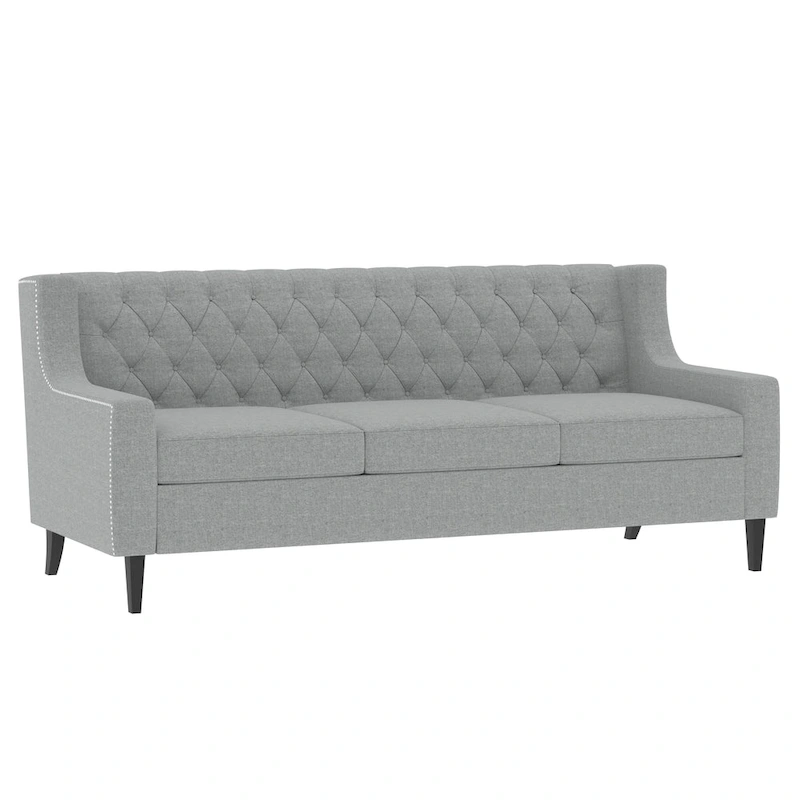 78.75  Polyester 3-Seater Sofa with Tufted Back and Cushions