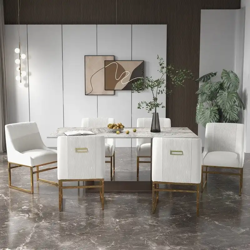 SEYNAR Contempoary Velvet Dining Chair with Metal Frame Legs, set of 6