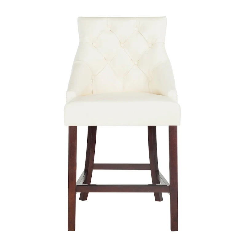 SAFAVIEH Dottie 26-inch Tufted Wing Back Counter Stool - Grey / Espresso (Set of 2) - 22.5  x 25  x 41  - 22.5  x 25  x 41