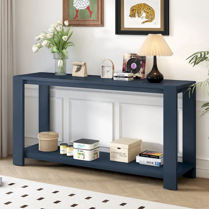 Narrow Long Entryway Console Table Side Table with Bottom Shelf