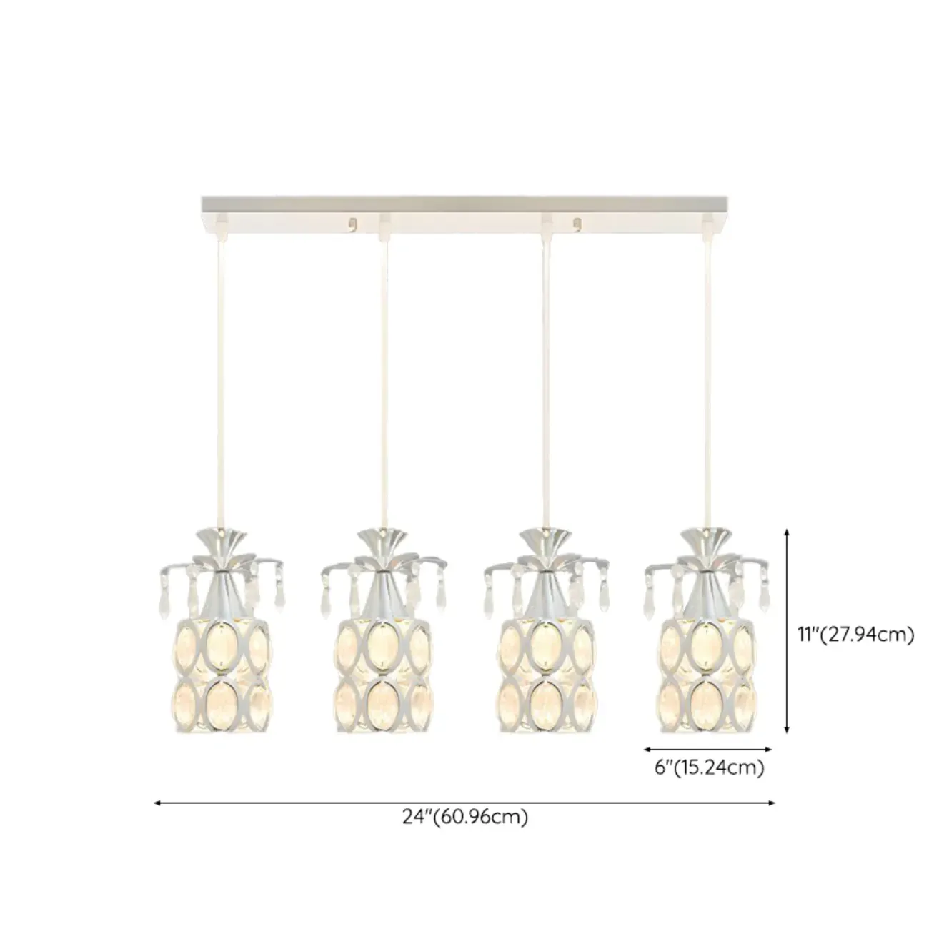 Elegant Cylinder Crystal Kitchen Island Pendant Light with Spotlight