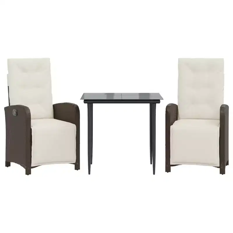 vidaXL Garden Dining Set - Poly Rattan, Cushions Included