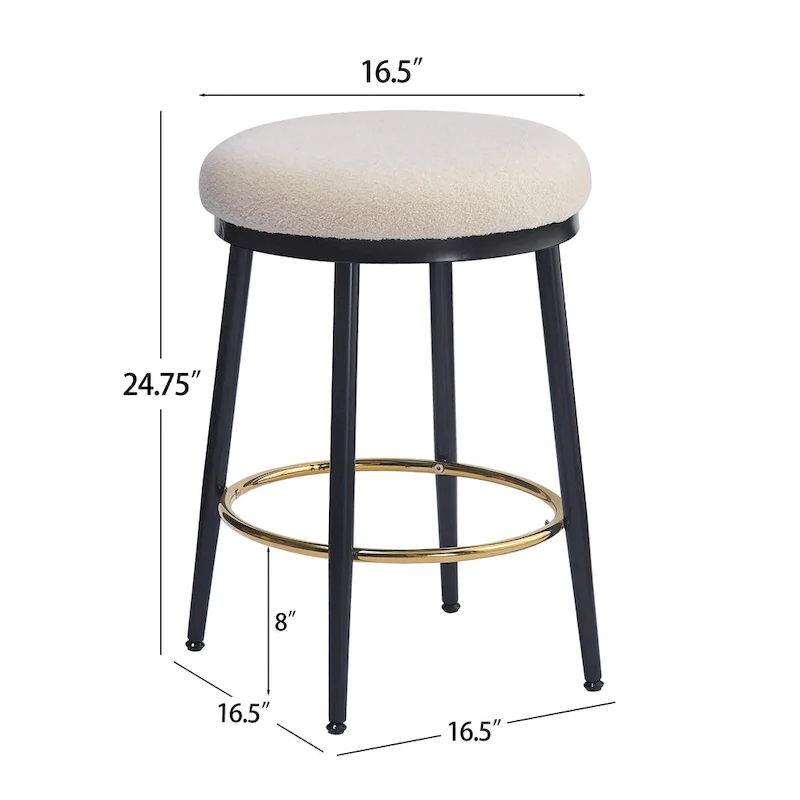 Altrium Modern Upholstered 24.75-Inch Round Backless Counter Stools with Iron Frame (Set of 4) by Christopher Knight Home