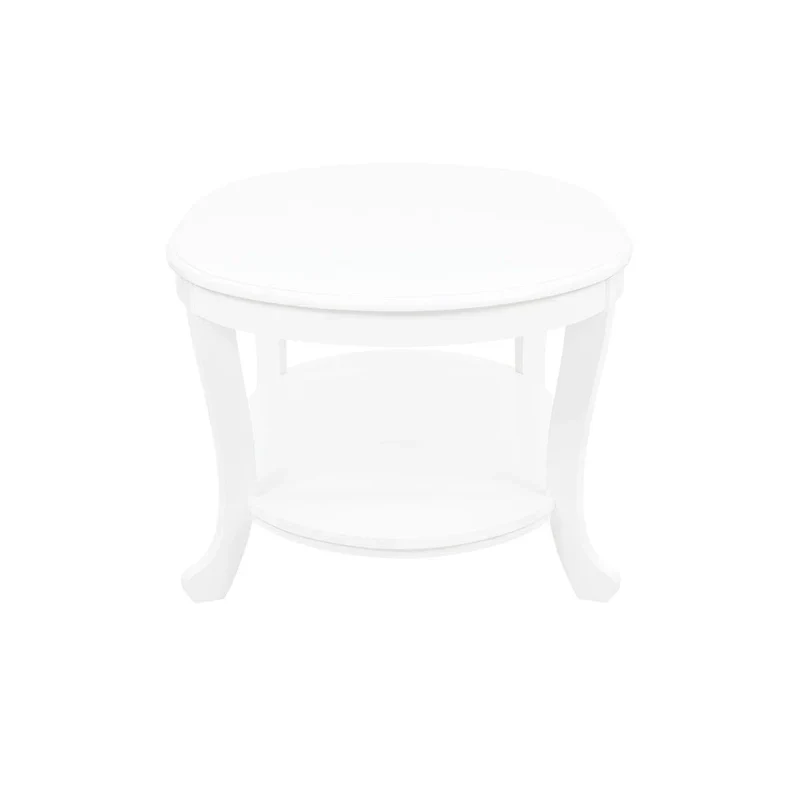 Rustic White Wood Coffee Table with Two Shelves