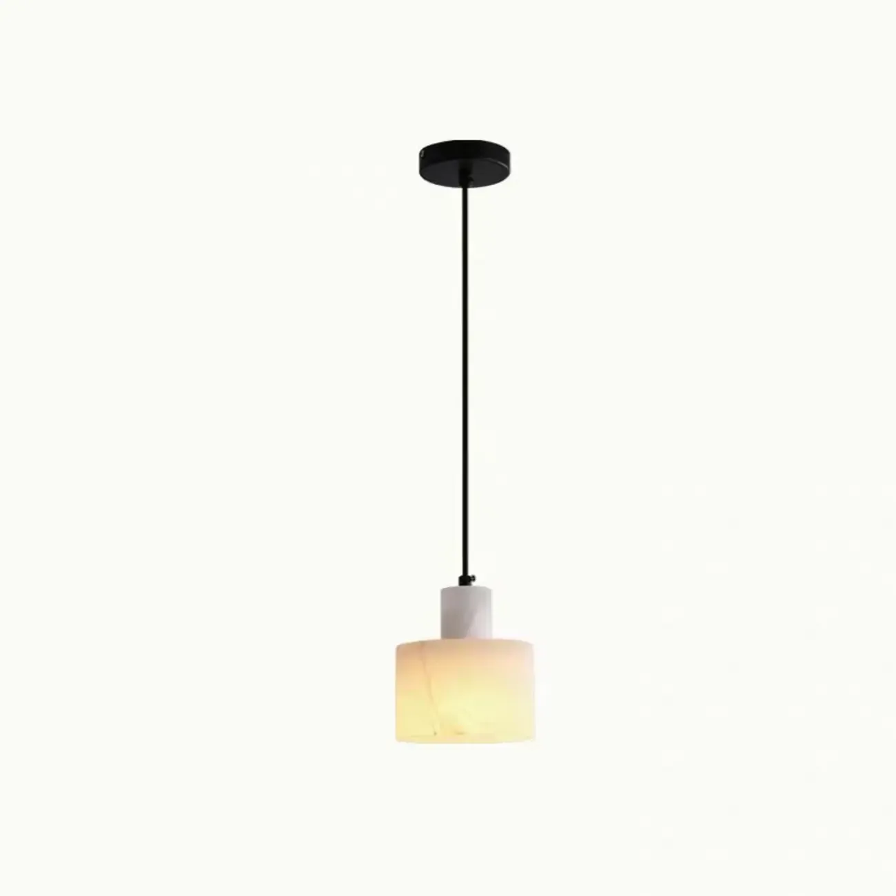 Black Stone Cylinder Hanging Pendant Light Fixture
