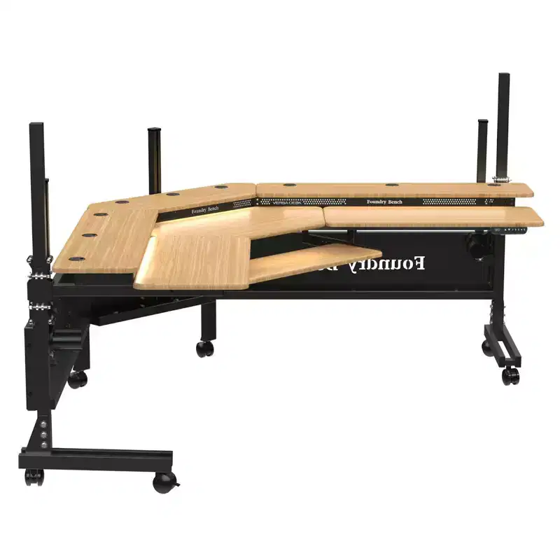 Foundry Bench Standing Desk Corner 80 x 80 - Black / Natural Bamboo