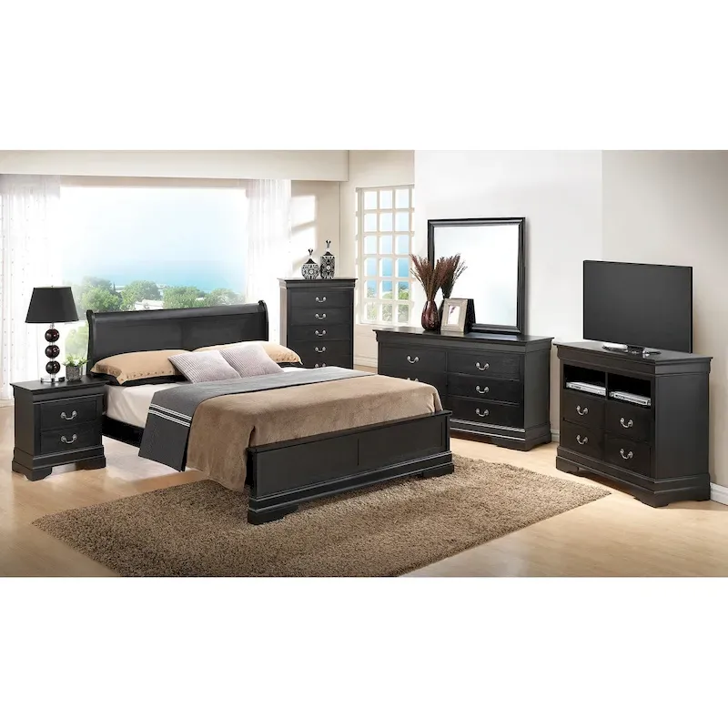 Black / Grey / White / Cappuccino / Cherry King Panel Bed – Traditional Style, Sleeps 2