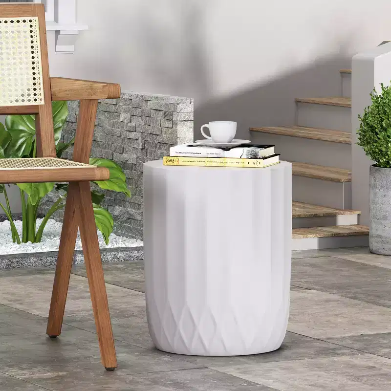 Christopher Knight Home Alcona Outdoor Lightweight Concrete Side Table, Antique White