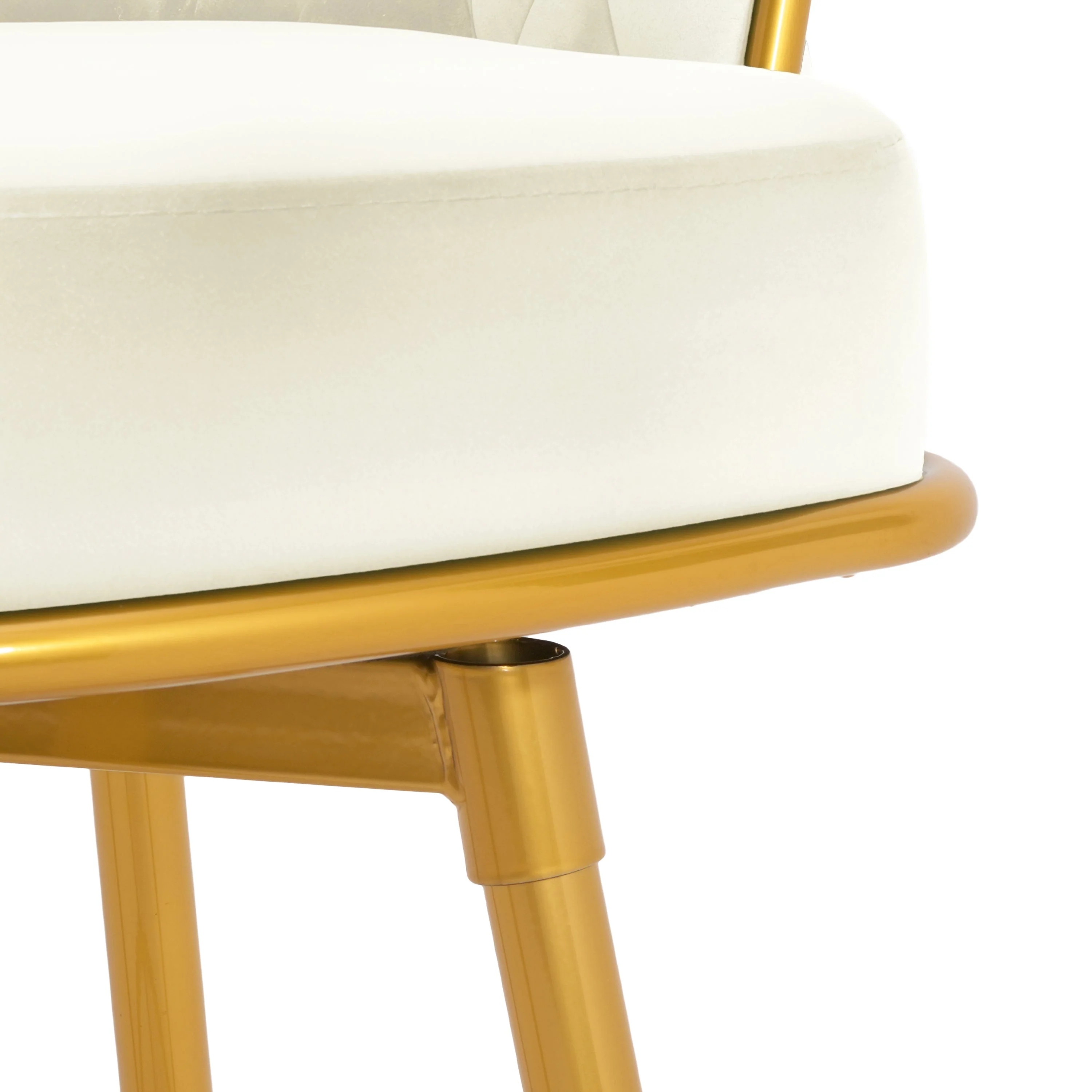 Set of 2 Velvet Swivel Bar Stools 180¡ã Gold Frame w/ Woven Back & Footrest