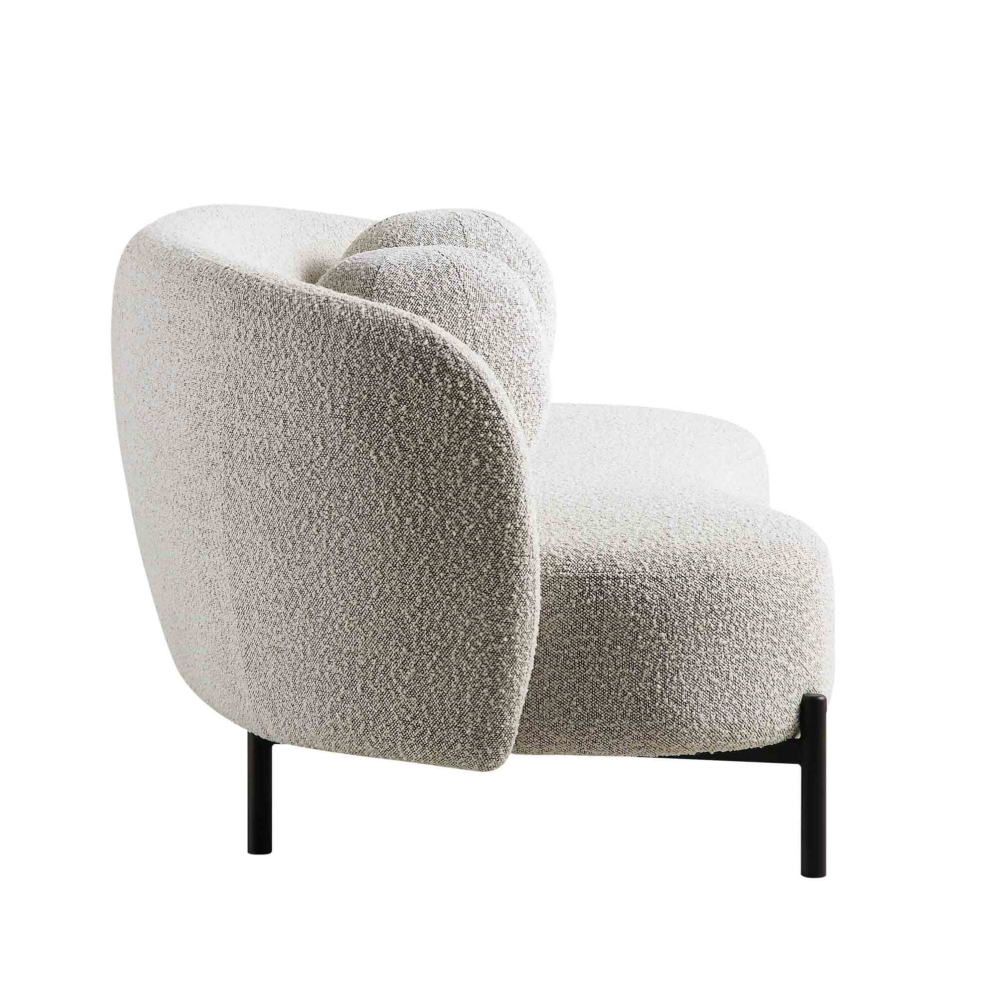 3-Seater Curved Sofa with Ball Cushions, Mist Gray Boucle