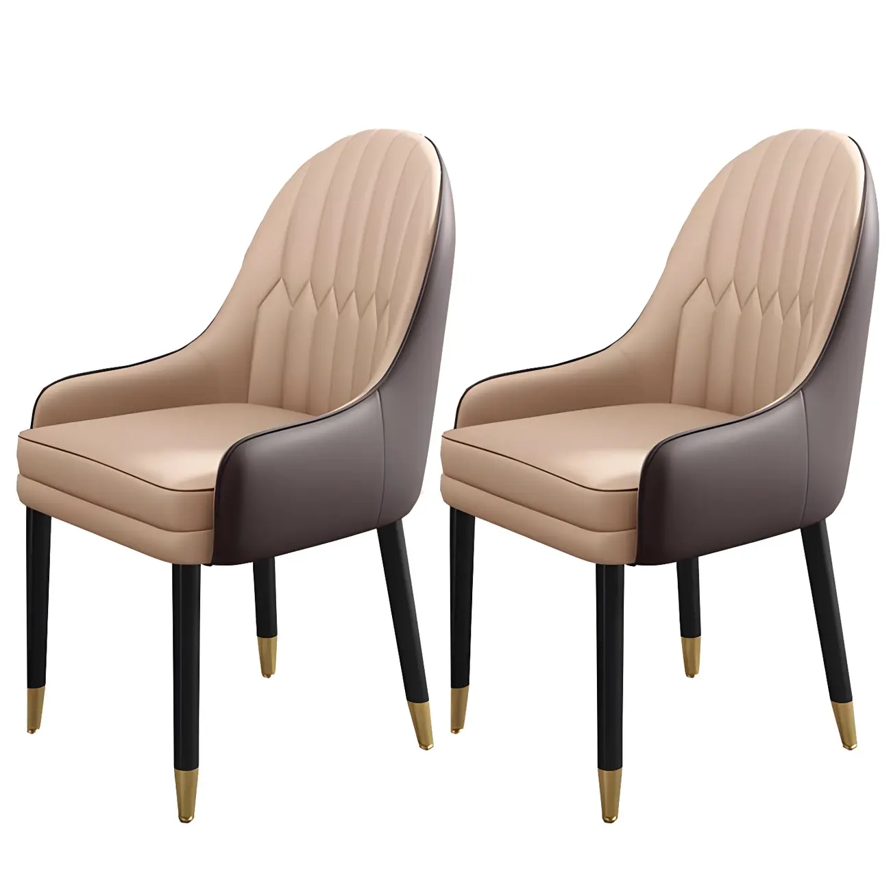 Modern Leather Upholstered Dining Chair with Arms