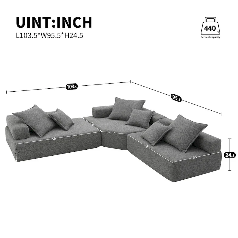 DIY Customization Boucle Upholstered Modular Sectional Sofa