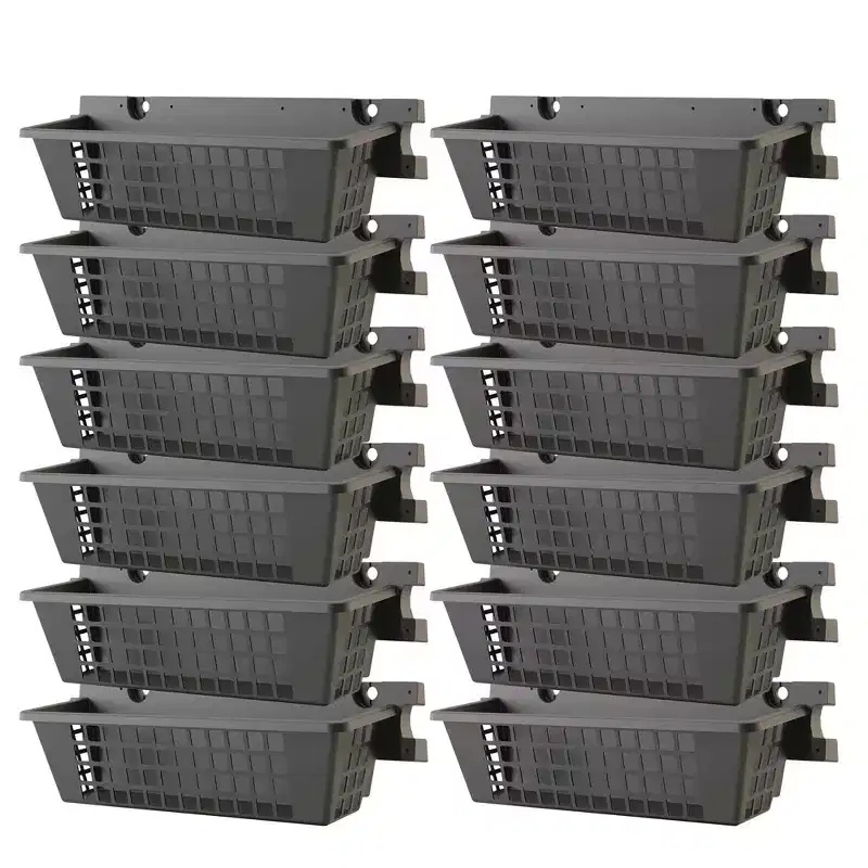 Suncast 12 Pack 25 x 7.25 Inch Resin Basket Accessory for Outdoor Shed, Black