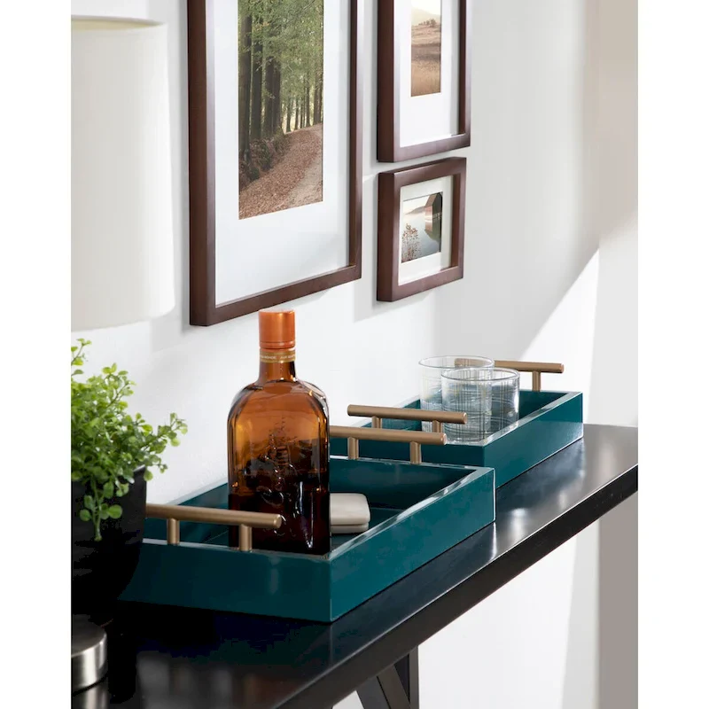 Kate and Laurel Lipton Rectangle Wood Tray Set - 2 Piece