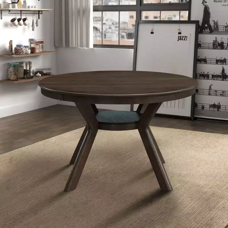 Okak Round Modern Dining Table with Trestle Pedestal Base Kitchen Table Wooden Table for Dining Room, Restaurant