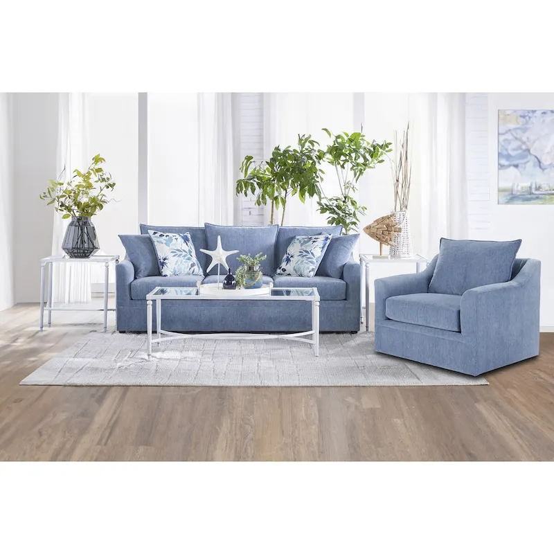 2-Piece Living Room Set with Sofa and Swivel Accent Chair
