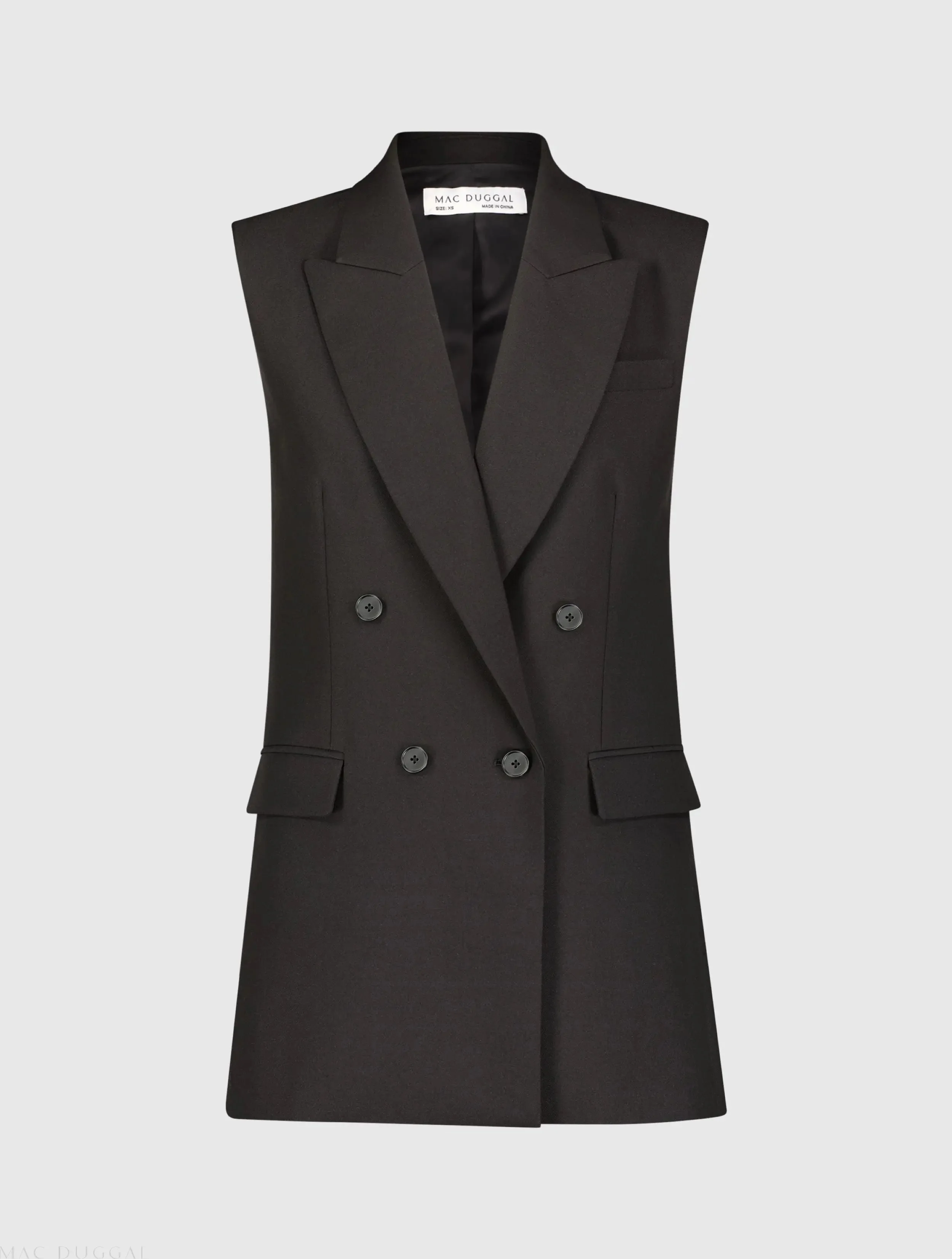 Black Tailored Crepe Sleeveless Blazer Vest - FINAL SALE