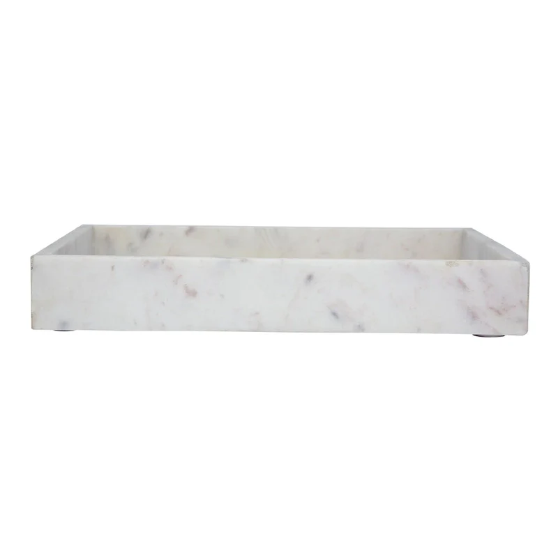 A&B Home Rectangular Marble Tray - White