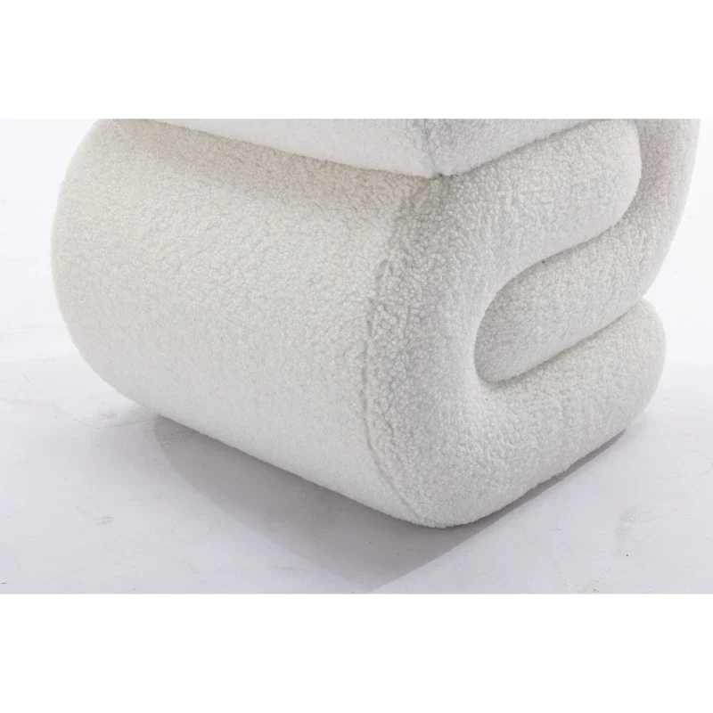 Modern S-shape Fabric Ottoman Makeup Stool Footstool