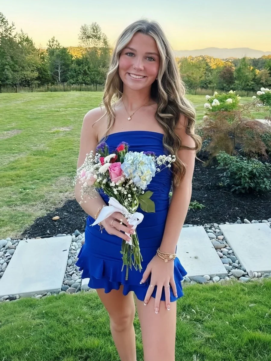 Royal Blue - Strapless Bodycon Spandex Ruffles Short Homecoming Dresses