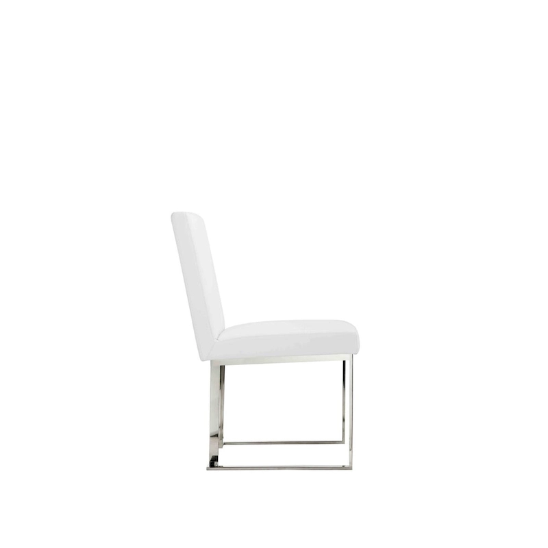 Boly 19 Inch Side Dining Chair Set of 2, Chrome Cantilever Steel Base White