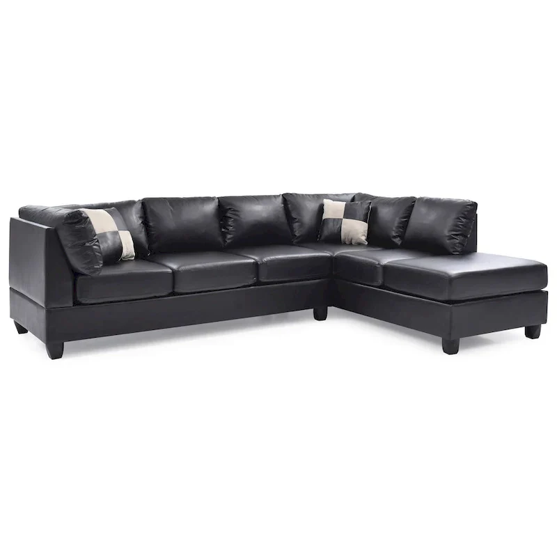 Malone L-shaped Reversible Faux Leather Sectional Sofa