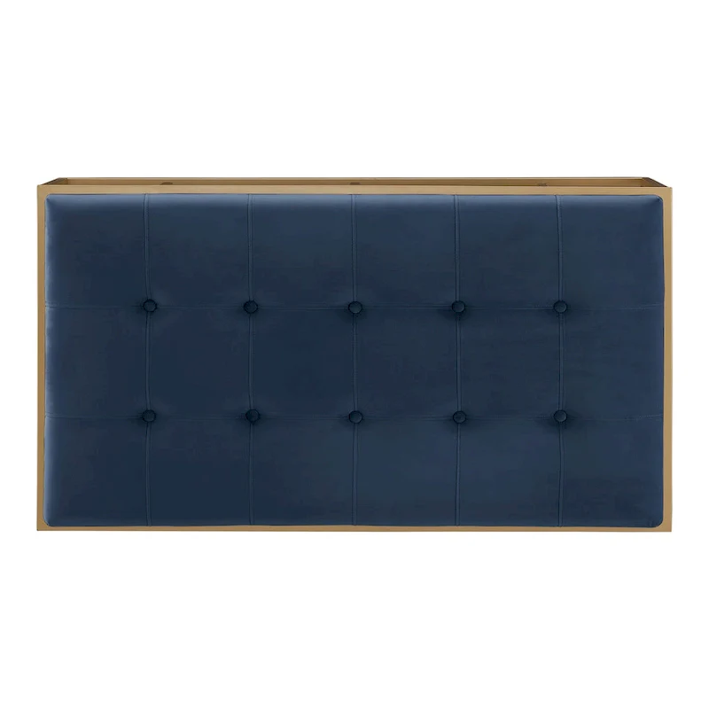 Perdita Gold Finish Velvet Rectangular Tufted Ottoman