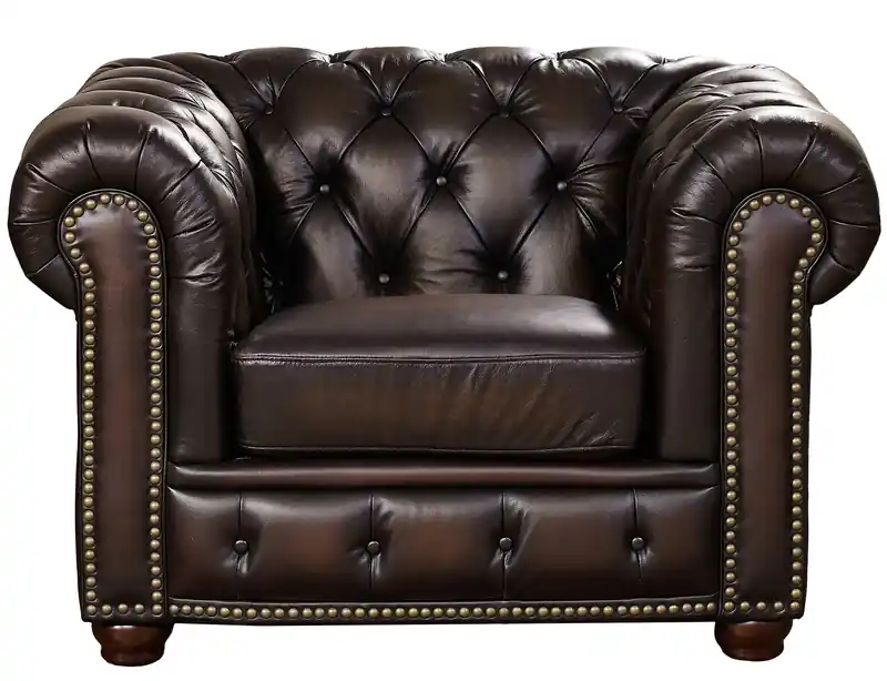 Top-Grain Leather Accent Chair, Handcrafted Caramel Finish, Classic Living Room Seating