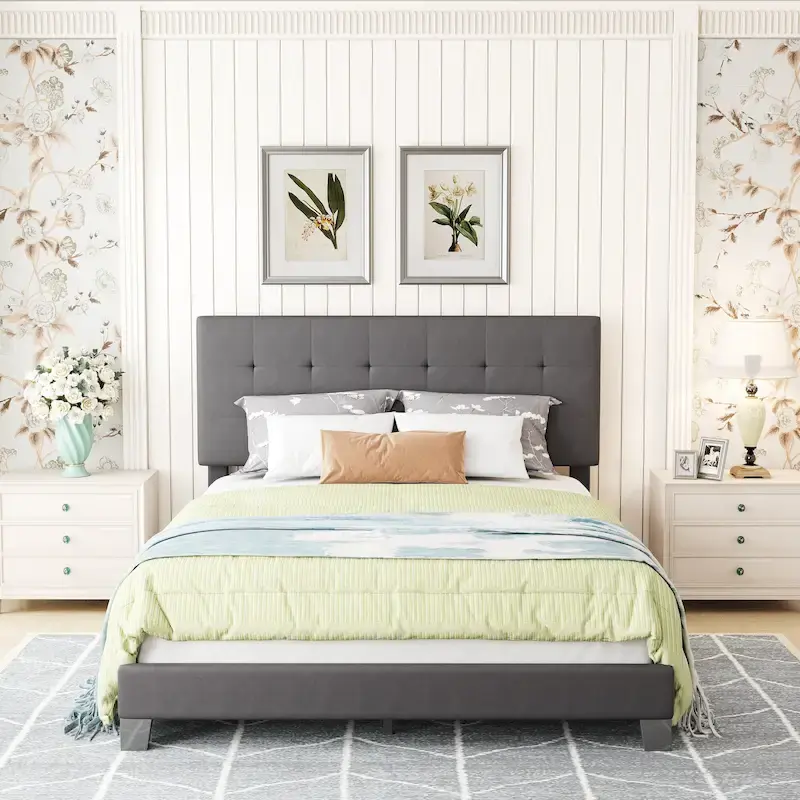 Upholstered Tufted Bed