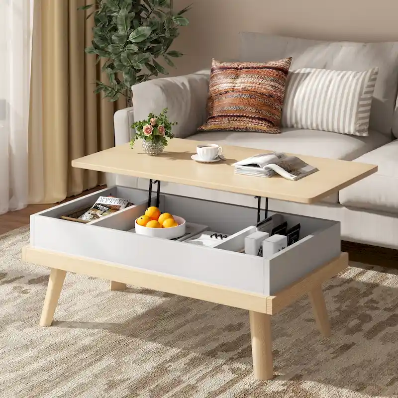 Futzca Wood Coffee Table with Hidden Compartment