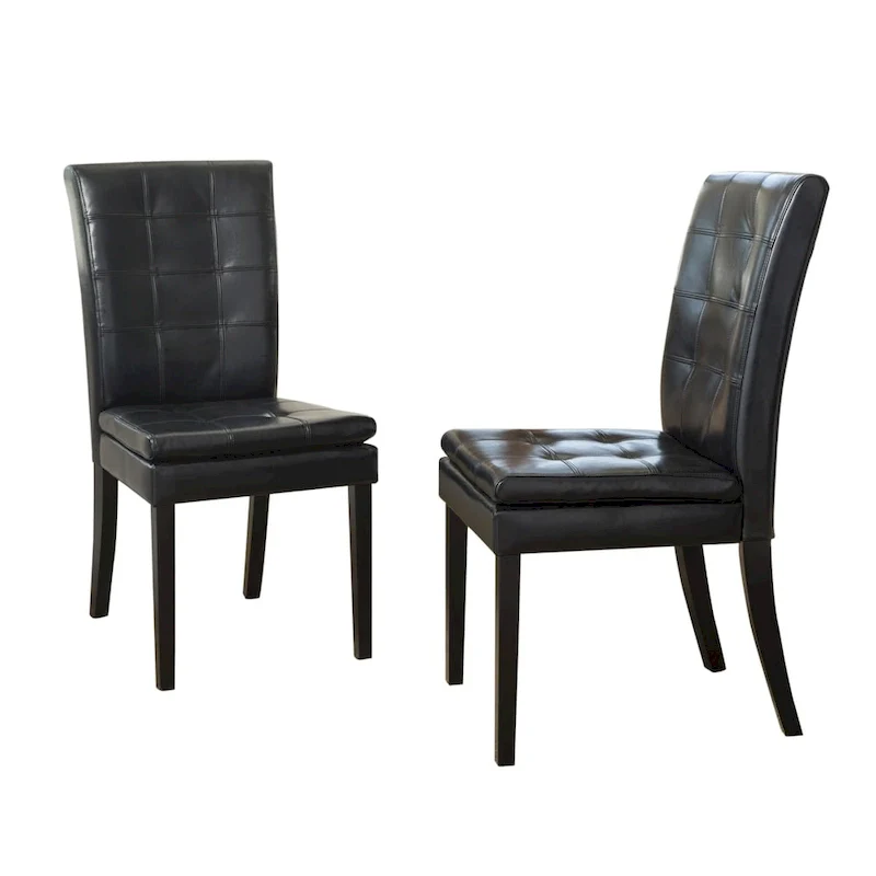 Black Leather Dining Chair (Set of 2)
