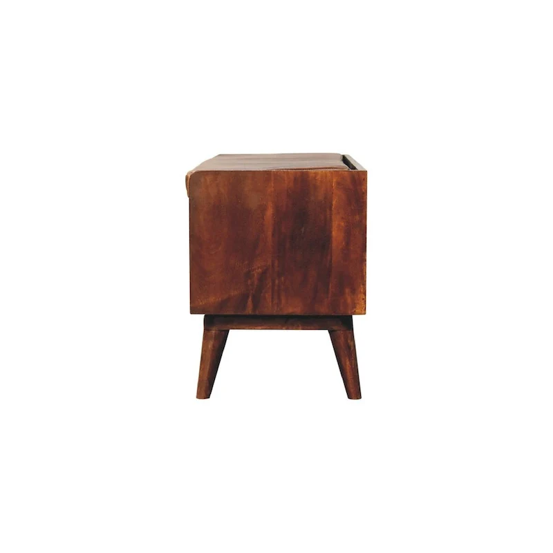 Chestnut Brown Leather Single Bench